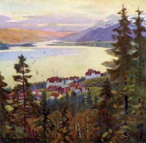 Søen og landsbyen Are af Alfred Heaton Cooper