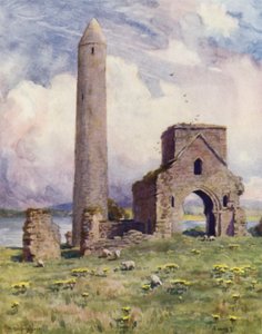 The Round Tower and Abbey, Devenish Isle af Alfred Heaton Cooper