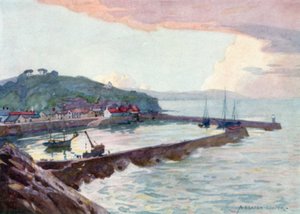 Watchet Harbor (farve litho) af Alfred Heaton Cooper