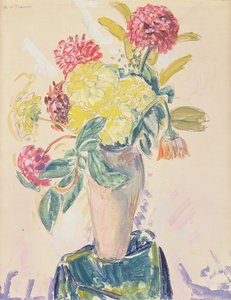 Zinnias, ca.1926 (wc, gouache og kul på papir) af Alfred Henry Maurer