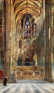 Scenen for kroningen: Westminster Abbey (farvelitografi)