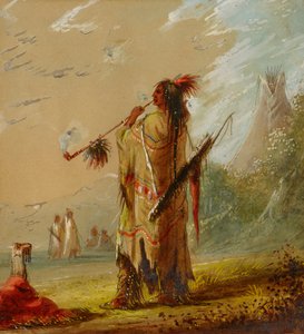 En Shoshonee-indianer, der ryger, ca. 1860