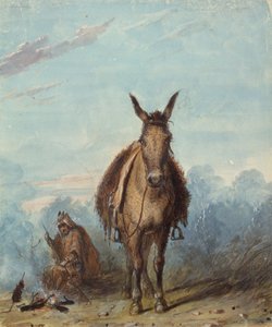 A Trapper in His Solitary Camp, ca. 1837 (akvarel på papir) af Alfred Jacob Miller