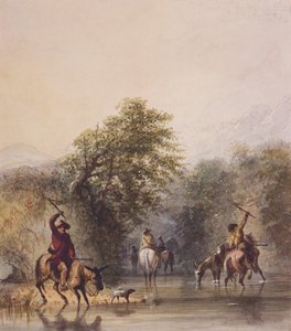 Breaking Trail to Escape from Indians, ca. 1837 (akvarel på papir) af Alfred Jacob Miller