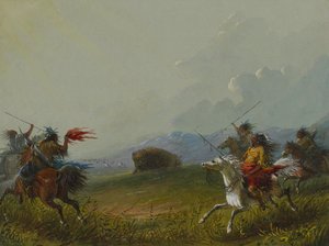 Bøffel trængt op i en krog af Alfred Jacob Miller