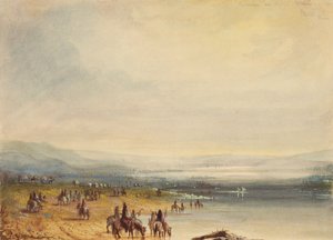 Caravan on Platte River, ca. 1837 (akvarel på papir)
