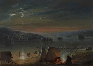 Krydsning af floden: måneskin af Alfred Jacob Miller