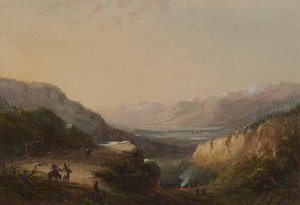 Fjern udsigt over søen (Vindens bjerg) af Alfred Jacob Miller