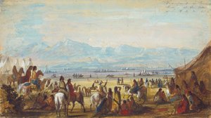 Lejr ved Green River ved bunden af Rocky Mountains, ca. 1837 (blyant, akvarel og gouache på papir) af Alfred Jacob Miller