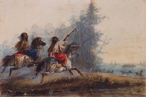 Hunner, slangestamme, køreheste, ca. 1837 (blyant, akvarel og gouache på papir) af Alfred Jacob Miller