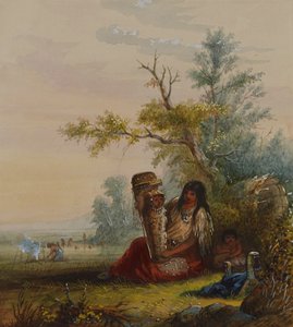 Gruppe af indiansk mor og børn af Alfred Jacob Miller