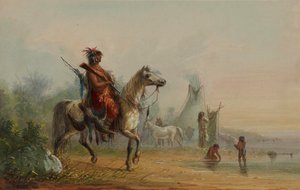 Indianer vender tilbage til lejren med bytte af Alfred Jacob Miller