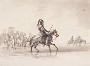 Jim Bridger, in a Suit of English Armour, ca. 1837 (pen og blæk og vask på papir) af Alfred Jacob Miller