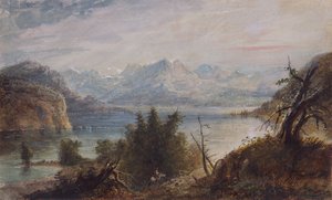 Lake, Wind River Chain of Mountains, ca. 1837 (akvarel på papir) af Alfred Jacob Miller
