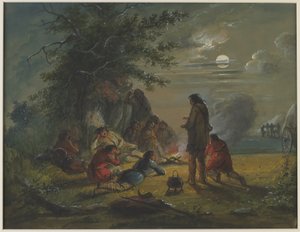Måneskin – Lejrscene af Alfred Jacob Miller