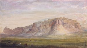 Scotts Bluff nær Nebraska (Platte), ca. 1837 (akvarel på papir) af Alfred Jacob Miller