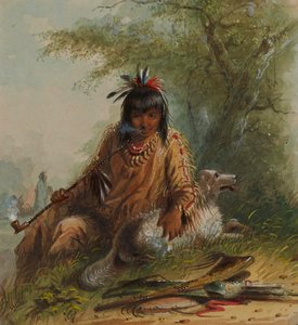 Snake-indianeren og hans hund af Alfred Jacob Miller