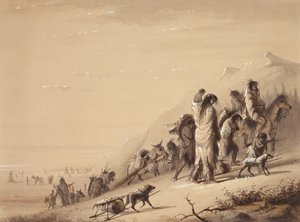 Snake Indians Migrating, ca. 1837 (pen og blæk, vask og gouache på papir) af Alfred Jacob Miller