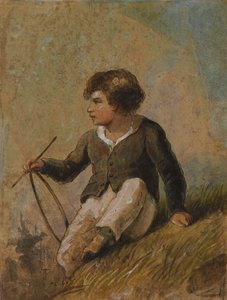 Ung dreng med tøndebånd og stok af Alfred Jacob Miller