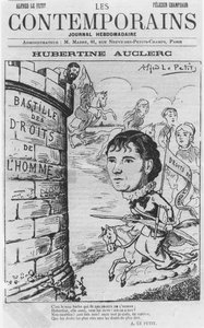 Karikatur af Hubertine Auclerc 1848-1914 fra tidsskriftet Les Contemporains, 1890 farvelitografi