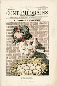 Cover af "" Les Contemporains"", nummer 9, satirisk i farver: Alphonse Daudet - Litteratur - Houle, Daudet Alphonse - Illustration af Alfred Le Pepetit (1841-1909) af Alfred Le Petit