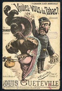 Illustration af Alfred Le Petité (1841-1909) i "" Chanson illustratese "", omkring 1900 - Vouvous du tabac. Louis Gueteville - Rygning, Tobak af Alfred Le Petit