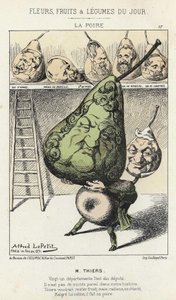 La Peire: Tegnefilm om Thiers - ill. fra 14/02/1871 af Alfred Le Petitty, i "Dagens blomster, frugter og grøntsager"". af Alfred Le Petit