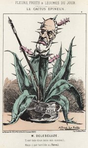 Le Cactus Spineux: Tegnefilm om Louis Charles Delescluze (1809 - 1871) - ill. fra 16/01/1871 i "Dagens blomster, frugter og grøntsager" af Alfred Le Petit