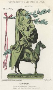 Le Laurier: Tegnefilm om Garibaldi - ill. fra 15/02/1871 i "Dagens blomster, frugter og grøntsager" af Alfred Le Petit
