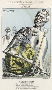 Melonen: Tegnefilm om Louis Veuillot - ill. fra 03/10/1871 i ”Dagens blomster, frugter og grøntsager” af Alfred Le Petit