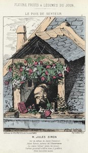 Le Peas de Fragreur: karikatur om Jules Simon (1814 - 1896) - ill. fra 12/01/187 i "Dagens blomster, frugter og grøntsager" af Alfred Le Petit