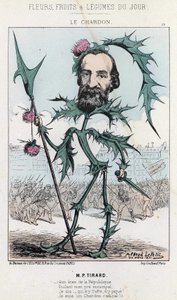 Le Thistle: karikatur om P. Tirard - ill. fra 30/03/1871 "Dagens blomster, frugter og grøntsager" af Alfred Le Petit