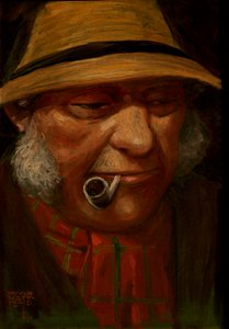 Painting of man smoking pipe, 1905dani