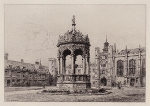 Cambridge: The Great Court of Trinity College (ætsning) af Alfred Louis Brunet Debaines