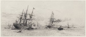 Forsendelse på Mersey (ætsning) af Alfred Louis Brunet Debaines