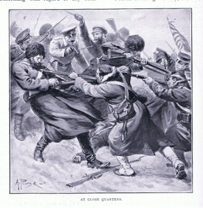 På nærmeste hold, illustration fra Cassells History of the Russo-Japanese War Vol 1, c.1900 af Alfred Pearse