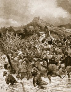 Kong Penda dræbt i Winwaedfield, 655, illustration fra 