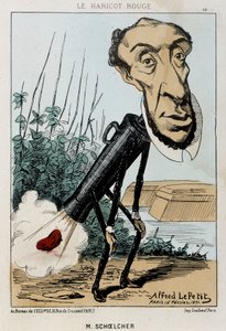 Le Bean rouge: karikatur af Victor Schoelcher repræsenteret i toget af Peter en bønne (prut) - ill. af 16/02/1871 i "Fleurs, Fruits et Vegetables du Jour" af Alfred Petit