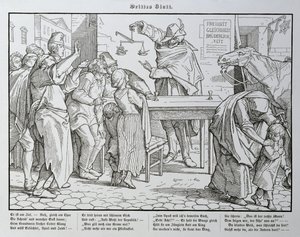 Døden foran et værtshus, fra "En anden dødedans" udgivet af Georg Wigand i Leipzig 1849 af Alfred Rethel