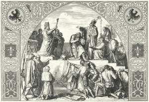 Dåben af den saksiske høvding Widukind, 785 (stik) af Alfred Rethel