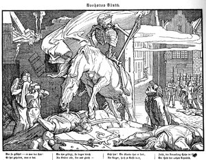 Totentanz 1848: Døden som republikansk helt af Alfred Rethel