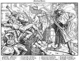 Totentanz 1848: Døden fører revolutionære borgere af Alfred Rethel