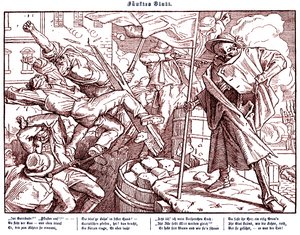 Totentanz 1848: Døden fører revolutionære borgere af Alfred Rethel