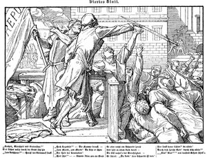 Totentanz 1848: Døden tilbyder retfærdighedens sværd af Alfred Rethel