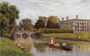 Cambridge: Clare College (farve litho) af Alfred Robert Quinton