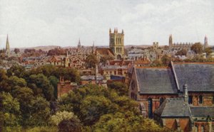 Cambridge, fra Castle Hill (farve litho) af Alfred Robert Quinton