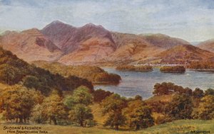 Skiddaw og Keswick fra Brandelhow Park, Lake District af Alfred Robert Quinton
