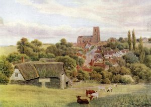 The Church on the Hill, Kersey, Suffolk af Alfred Robert Quinton