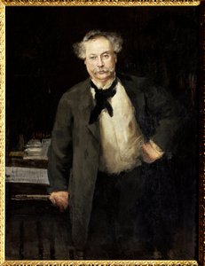 Portræt af Alexandre Dumas Jr. (1824-1895), fransk forfatter. Maleri af Alfred Philippe Roll (1846-1919)