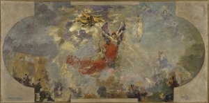 Skitse til Petit Palais, sydlige galleri: Apotheosis (centralt loft), mellem 1906 og 1913 (olie på lærred på træ) af Alfred Roll